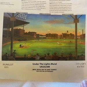 Wall mural paper.  Size 6' X 10.5'. Vintage Baseball scene mural paper